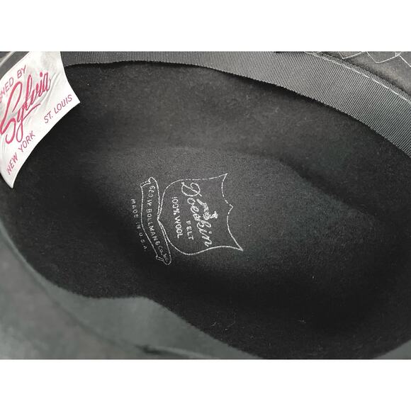 VTG 60’s Black Wool Hat Designed by Sylvia New York / St. Louis - Picture 12 of 15